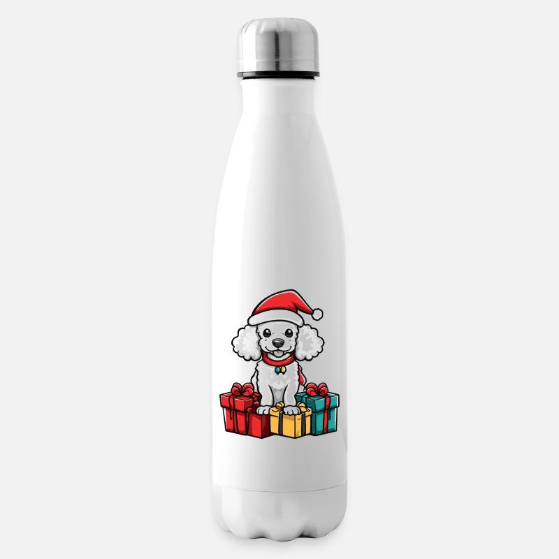 Pudel Hund Weihnachten Comic Geschenke - Isolierflasche - Weiß