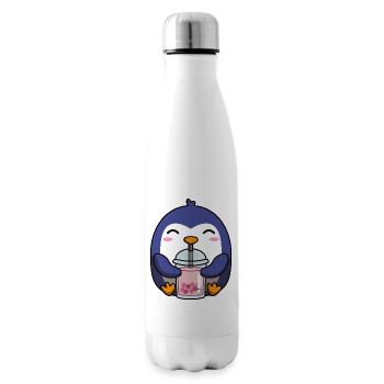 Niedlicher Pinguin mit Bubble Tea - Isolierflasche - Weiß - Rechts