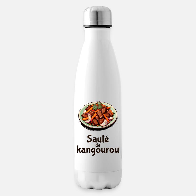 Känguru-Pfanne - Dunkler Text - Isolierflasche - Weiß