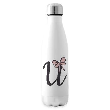 Ruban Lettre U initiale - Bouteille isotherme - blanc - Droite