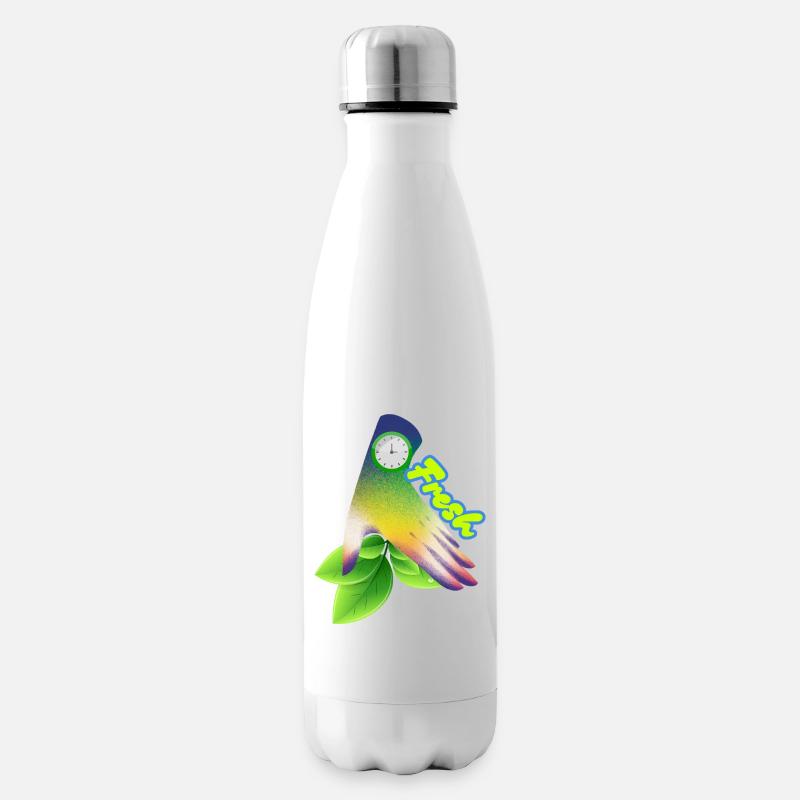 Design der frischen Gradient-Blattuhr - Isolierflasche - Weiß