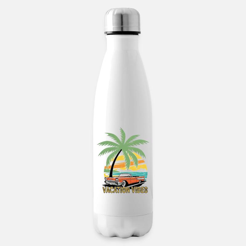 Tropischer Himmel und Oldtimer - Isolierflasche - Weiß