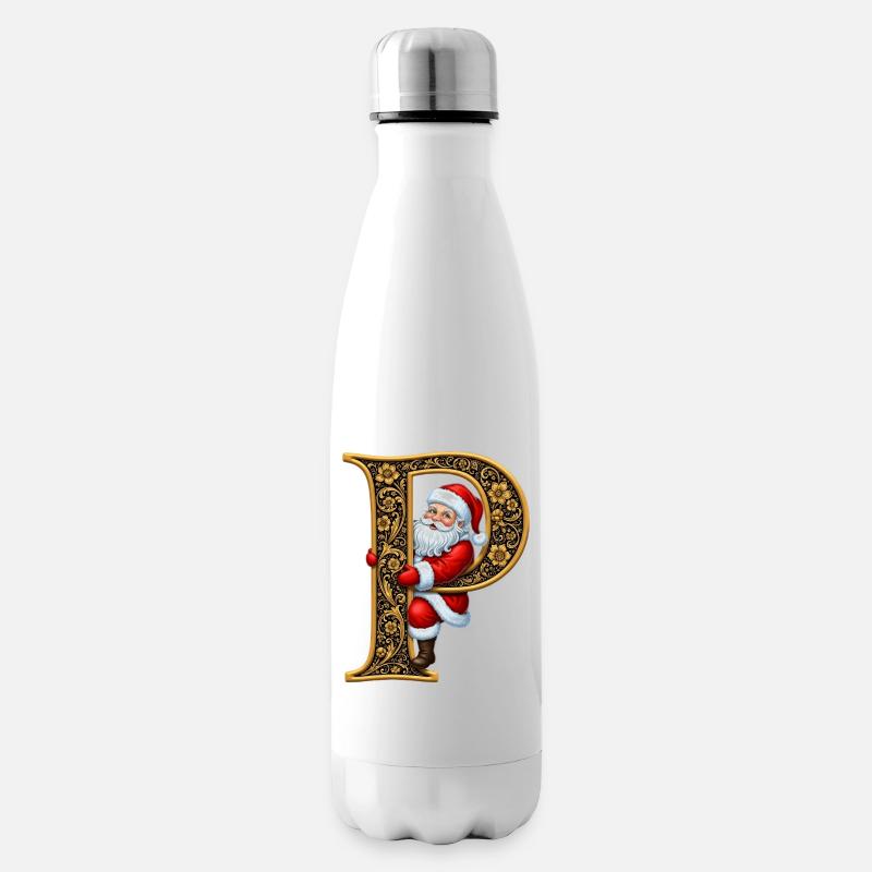 P Doré Noël avec Père Noël - Bouteille isotherme - blanc