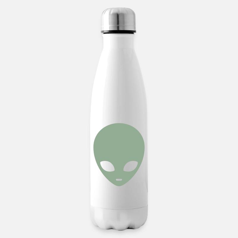 Muted Mint Alien Head - Insulated Water Bottle - white
