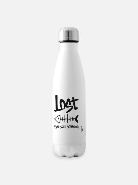 LOST – But still swimming | Fischgräten Design - Isolierflasche - Weiß