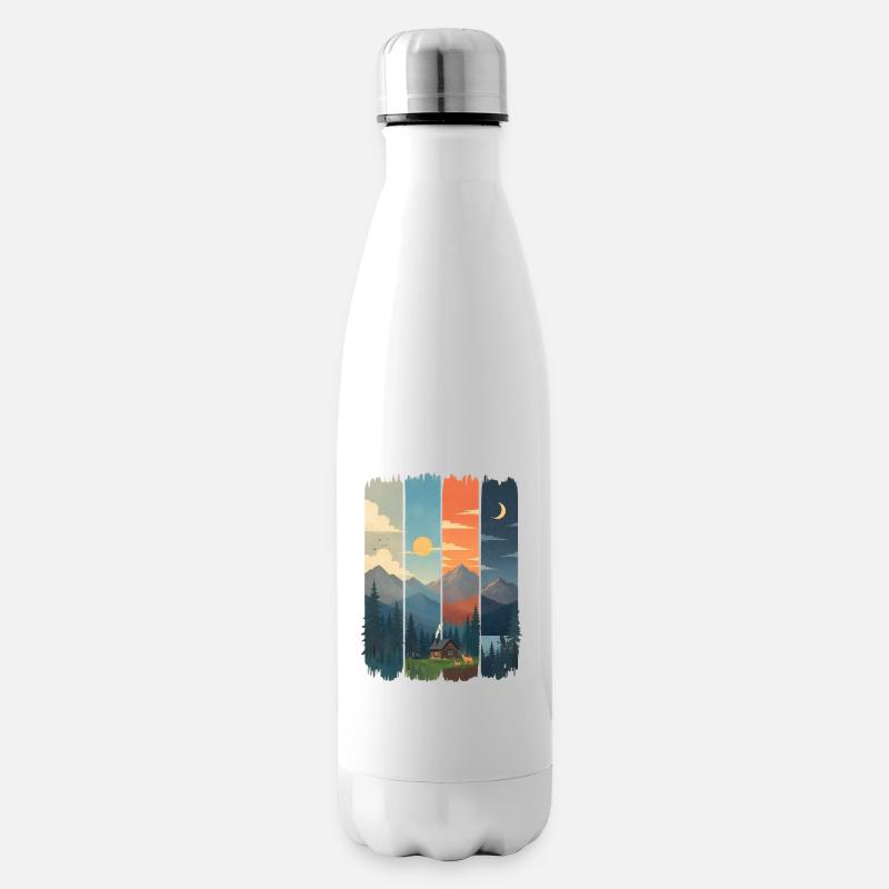 Horizons in four mountain panels - Insulated Water Bottle - white
