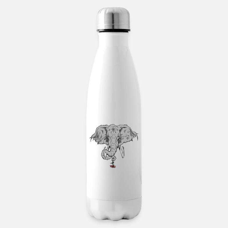 Éléphant avec trois yeux et fleur - Bouteille isotherme - blanc
