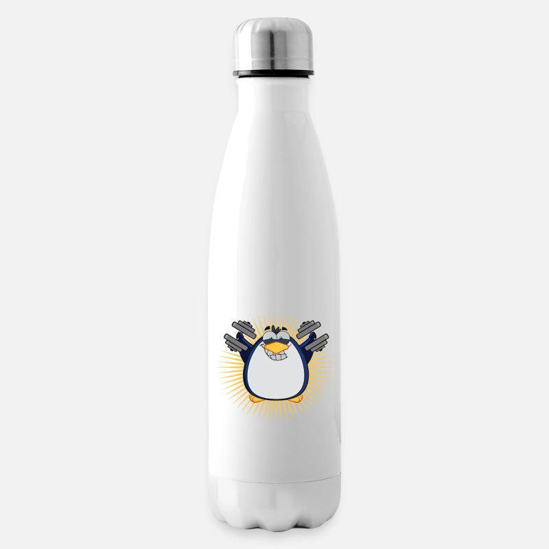 cool pingouin de gym drôle - Bouteille isotherme - blanc