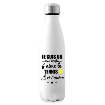 mec simple TENNIS apéro,idée cadeau tennisman - Bouteille isotherme - blanc - Droite