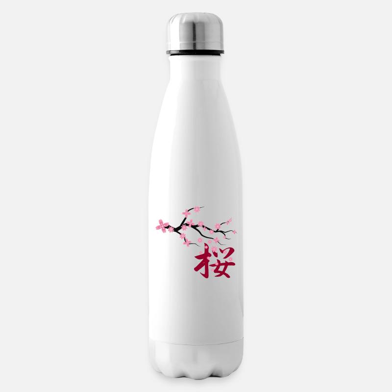 fleur de hanami sakura kanji - Bouteille isotherme - blanc