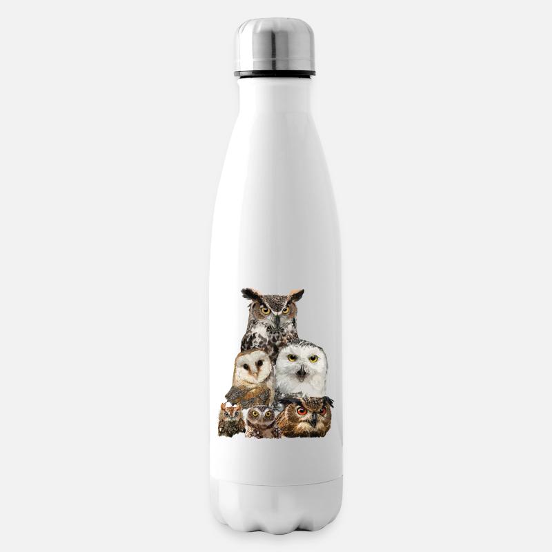Eulen - Isolierflasche - Weiß