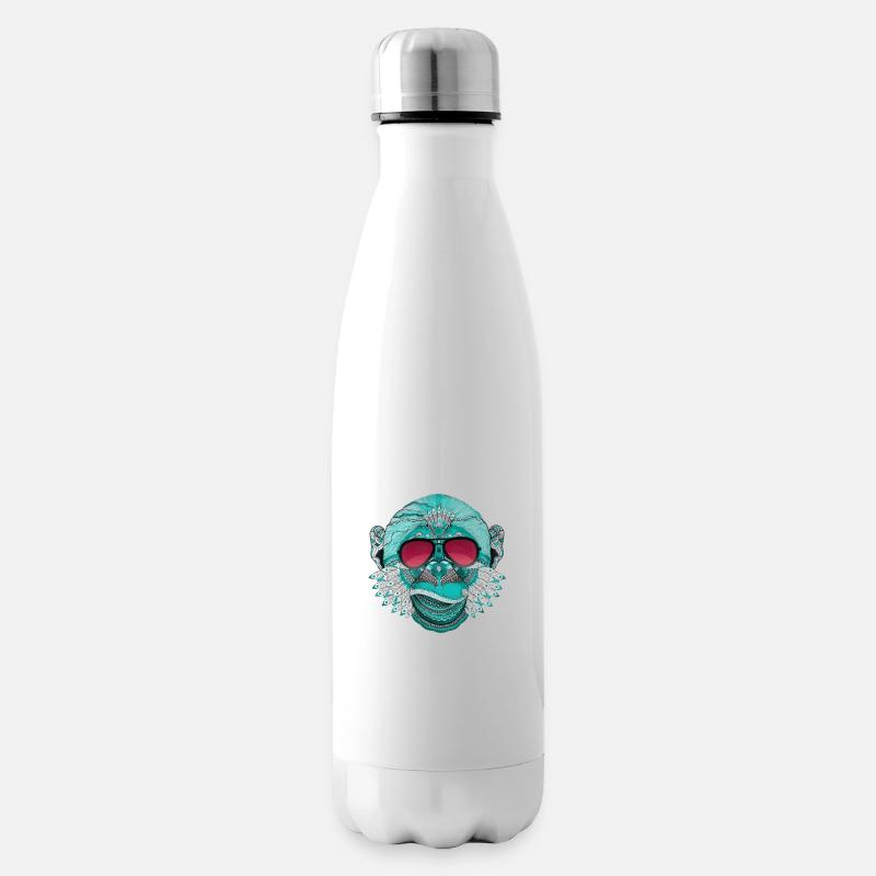 singe mandala tatouage inde dj rap cool label de musique - Bouteille isotherme - blanc