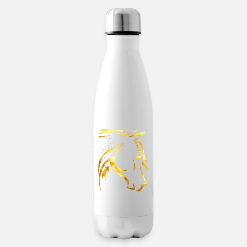 Équitation - Cavalier - Tête de cheval - Cheval d’or - Bouteille isotherme - blanc