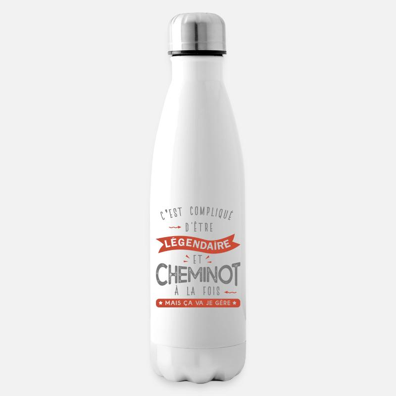 métier CHEMINOT papa, papy cheminot cadeau - Bouteille isotherme - blanc