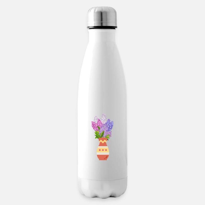 Flieder Vase / Bunt / Blumen - Isolierflasche - Weiß