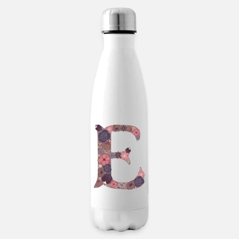 Blumenbuchstabe E - Isolierflasche - Weiß