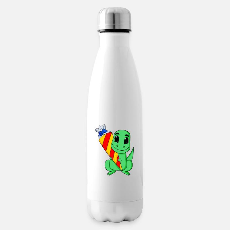 Einschulung Dinosaurier 1 Klasse - Isolierflasche - Weiß