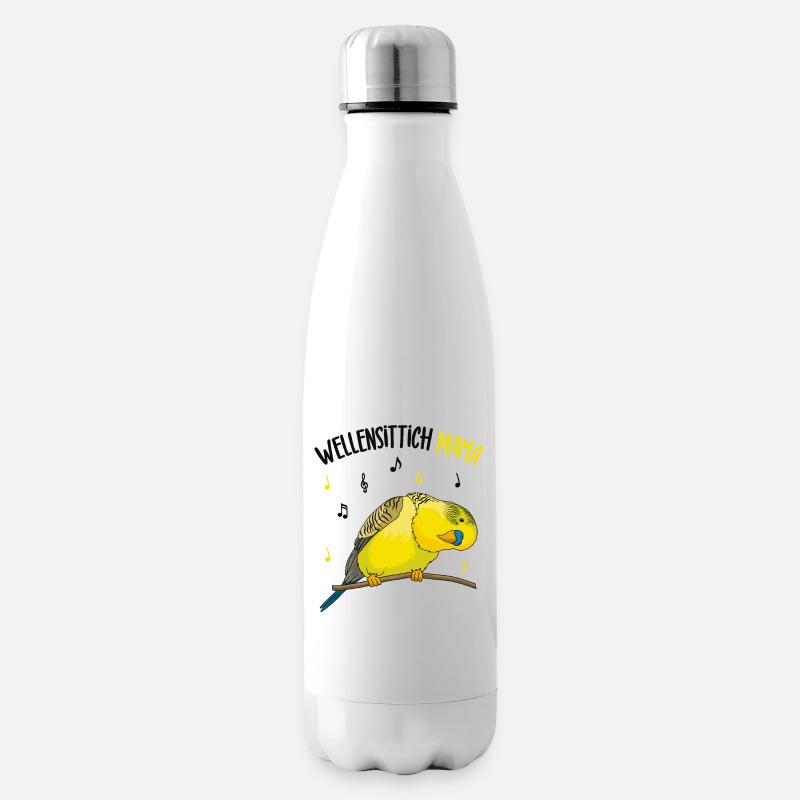 Wellensittich - Isolierflasche - Weiß