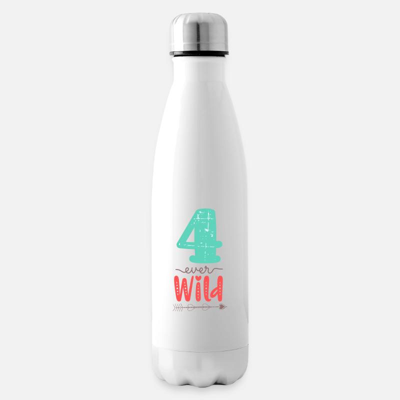 Four Ever Wild 4. Geburtstag Geschenk Mädchen - Isolierflasche - Weiß