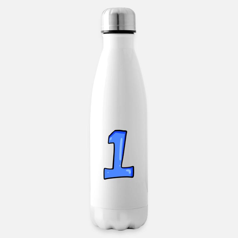 Ziffer 1 Blau - Nummer Eins - Isolierflasche - Weiß