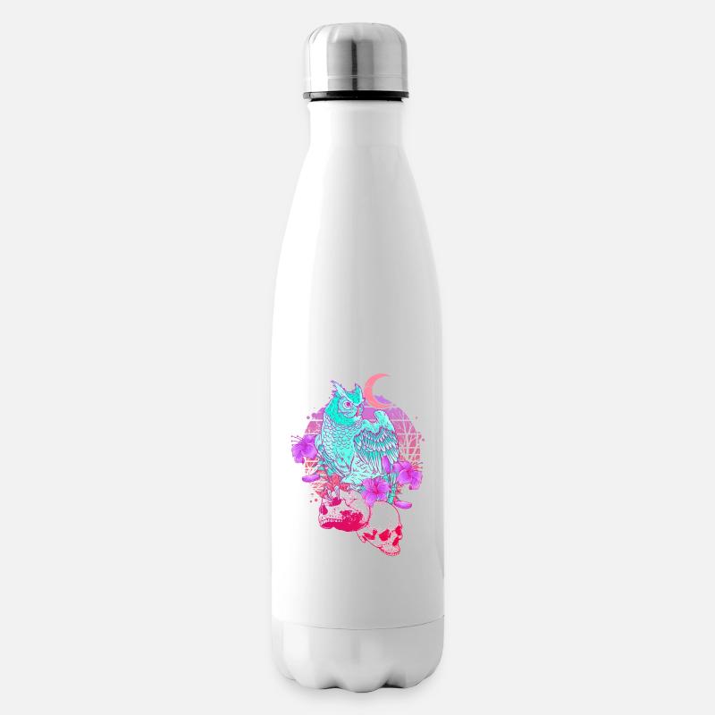 Pastel Goth Tête de mort Hibou Aesthetic Clothes lune - Bouteille isotherme - blanc