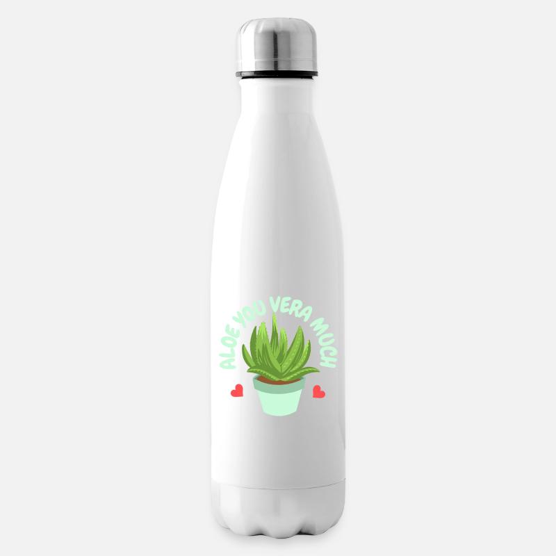 Aloe Vera Sukkulente - Isolierflasche - Weiß