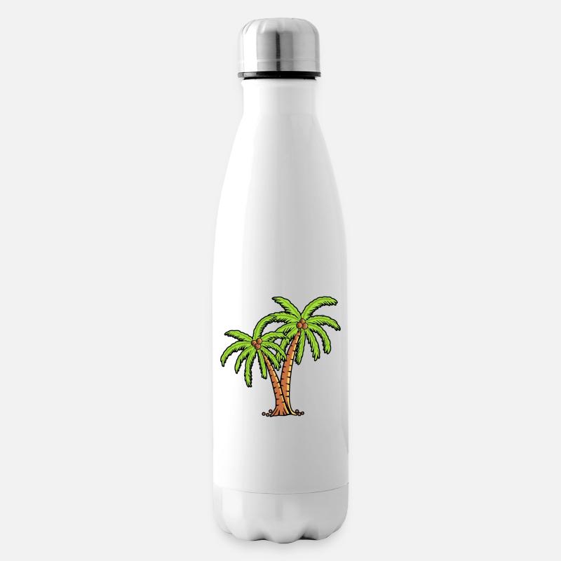 Palmen - Isolierflasche - Weiß
