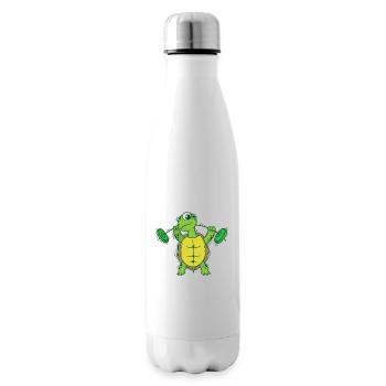 Turtle loves fitness and lifting weights - Insulated Water Bottle - white - Right