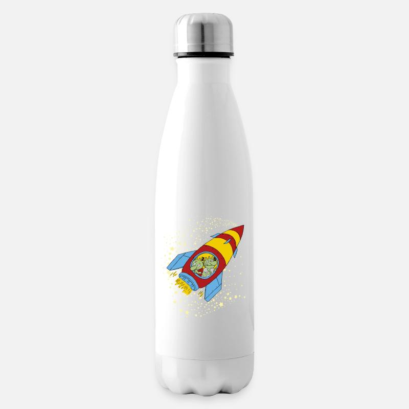 Die Olchis Classic Fliegen Mit Einer Rakete - Isolierflasche - Weiß