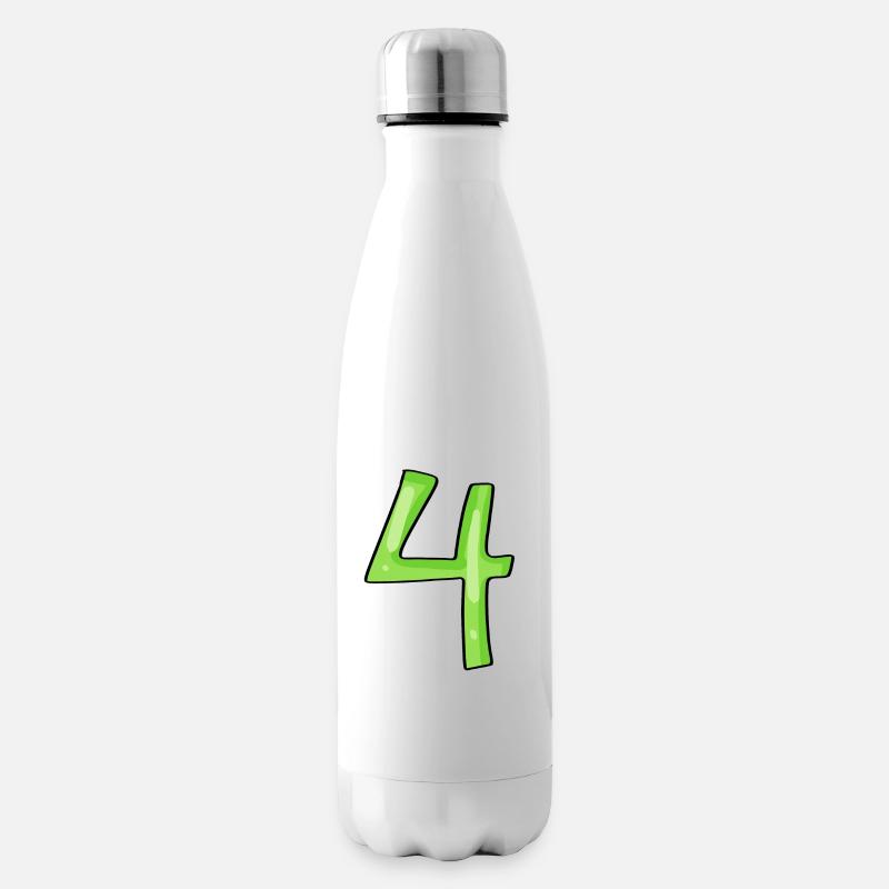 Chiffre 4 Vert - Bouteille isotherme - blanc