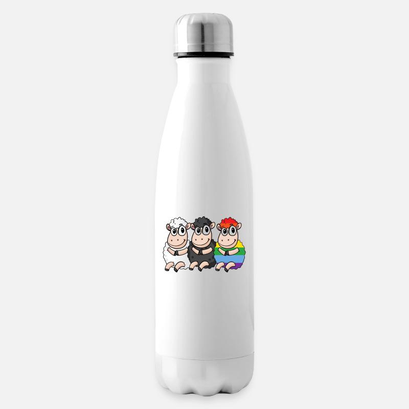 Schwarzes Schaf - Regenbogen Schaf - Isolierflasche - Weiß