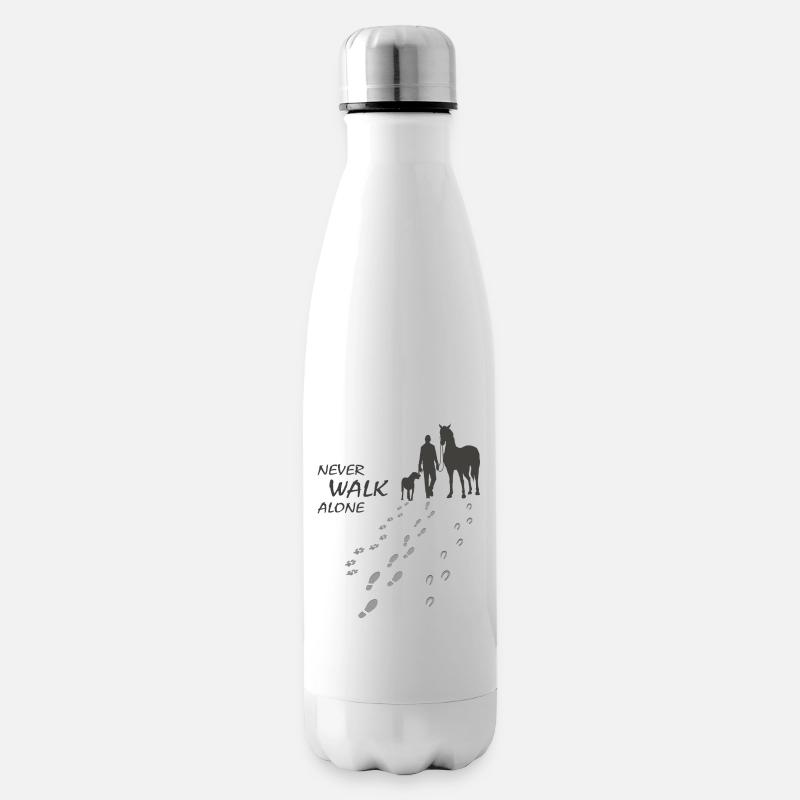 Never walk alone - Hund Pferd Reiter gemeinsam - Isolierflasche - Weiß
