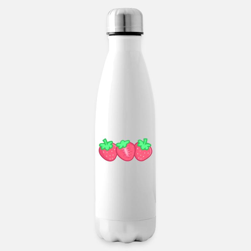 Erdbeeren - Isolierflasche - Weiß