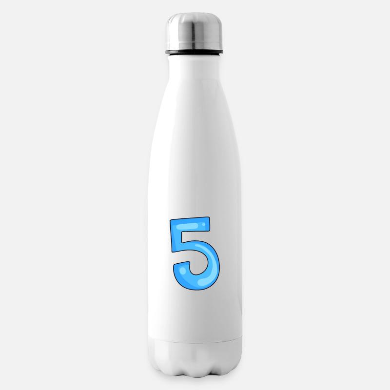 5 Blau - Isolierflasche - Weiß