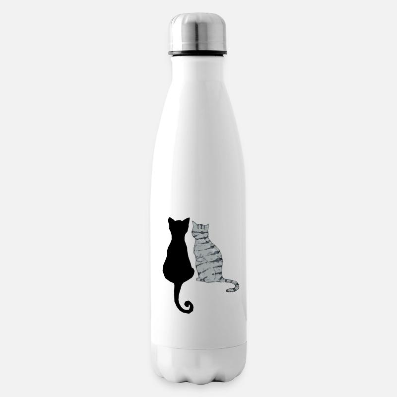 Schwarze und graue Katzen - Isolierflasche - Weiß