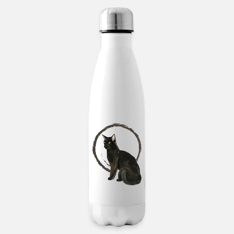 Chat noir Nelson 2 - Bouteille isotherme - blanc
