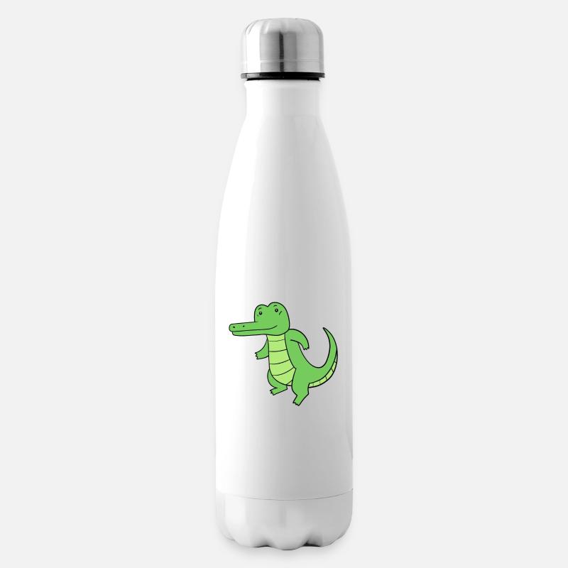 Krokodil - Isolierflasche - Weiß