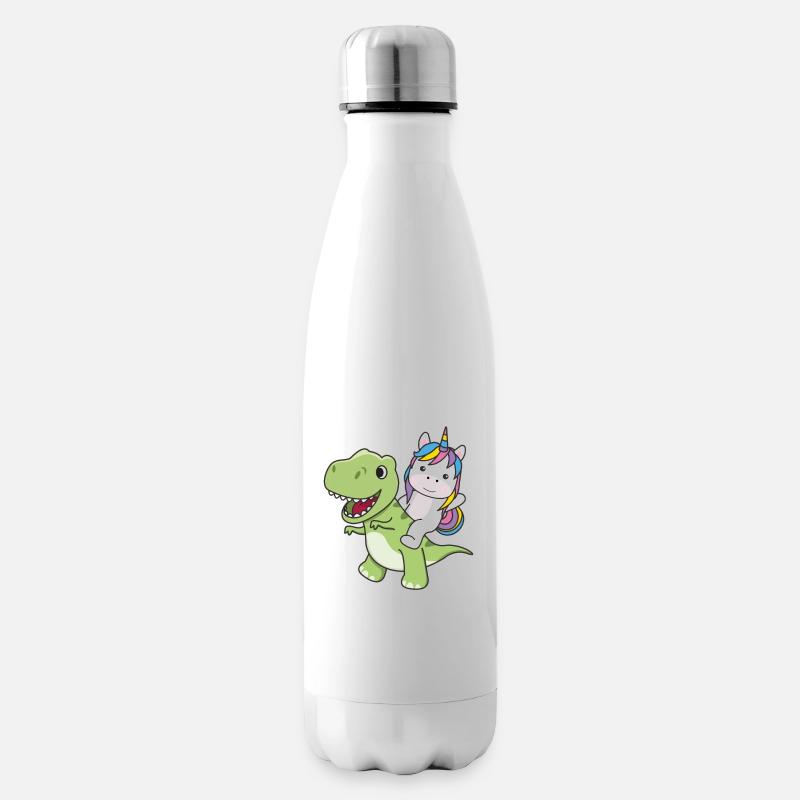 Einhorn reitet auf Trex süßer Dino mit Einhörnern - Isolierflasche - Weiß