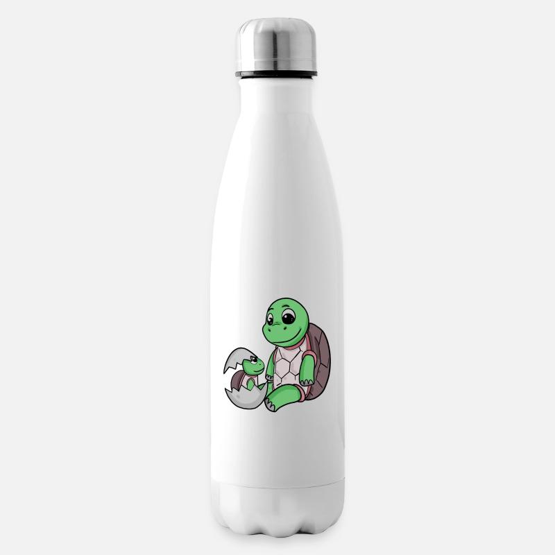 Schildkröte mit Baby Schildkröte - Isolierflasche - Weiß
