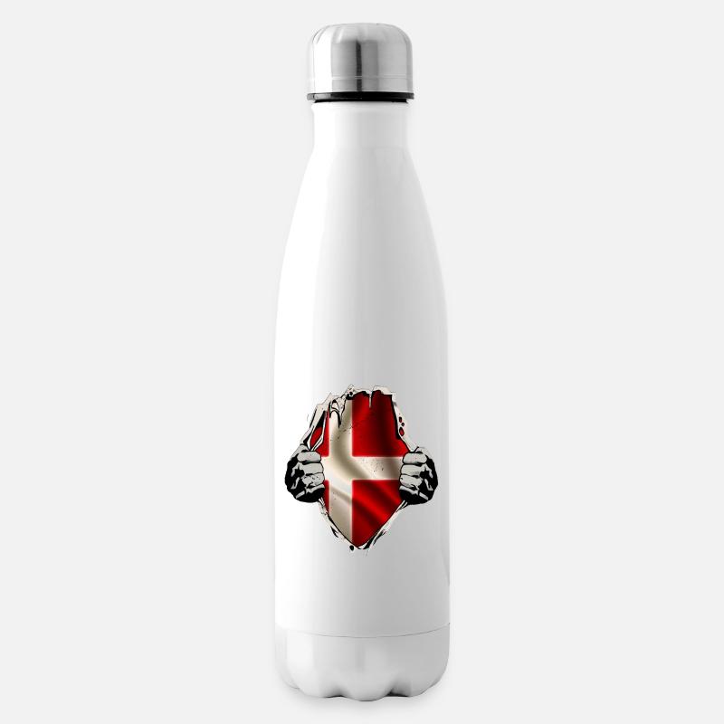 Dänemark unterm Shirt - Isolierflasche - Weiß