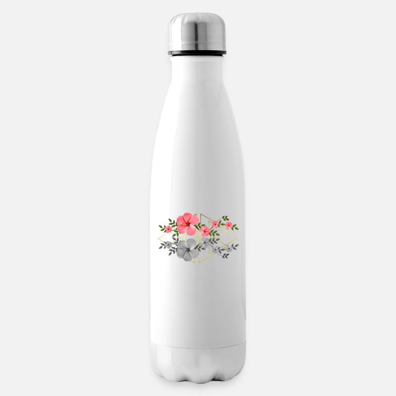 Hibiscus avec graphiques - fleur tropicale - Afrique - Bouteille isotherme - blanc