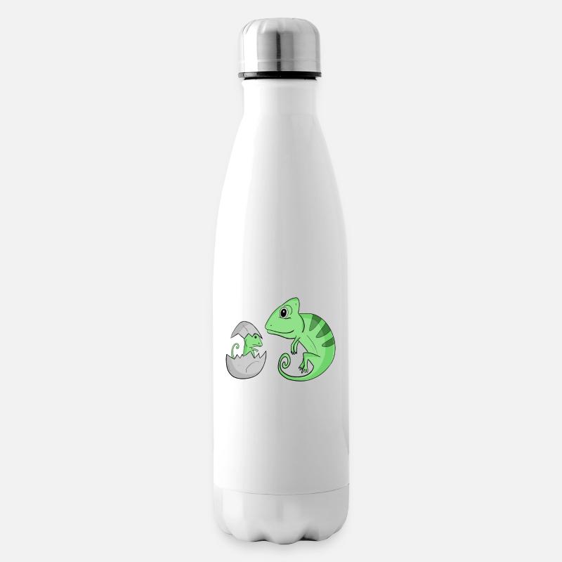 Caméléon avec bébé caméléon - Bouteille isotherme - blanc