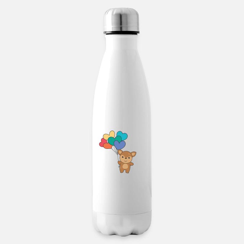 Regenbogen Herzen Pride LGBTQ Luftballons Reh - Isolierflasche - Weiß