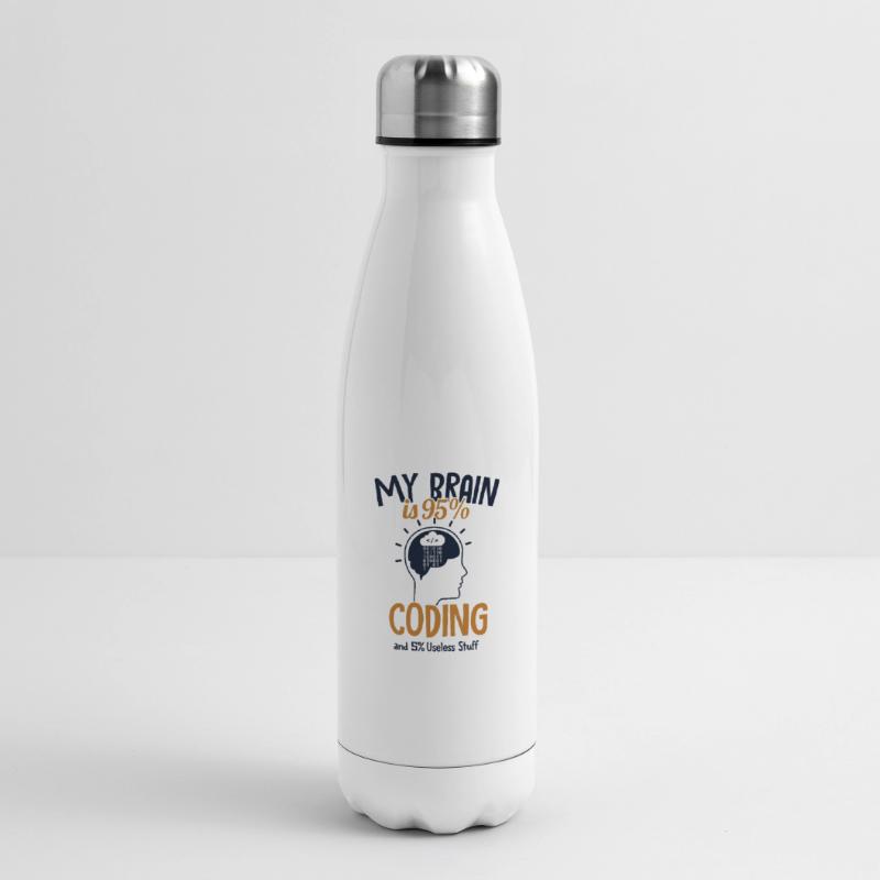 My Brain is 95% Coding Full Stack Coder Software Insulated Water Bottle