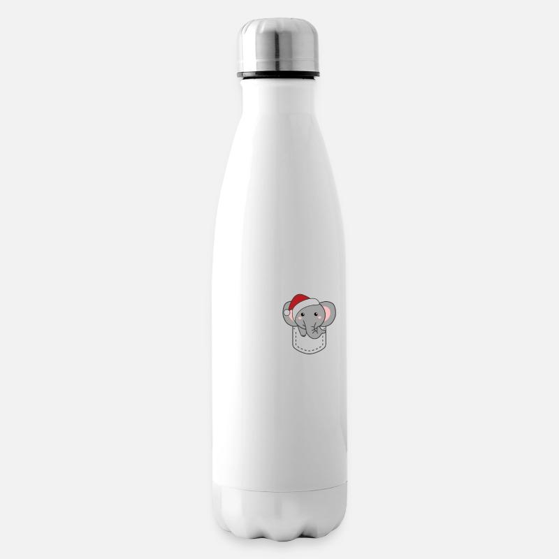 Fröhliche Weinachten süßer Elefant in Brusttasche - Isolierflasche - Weiß