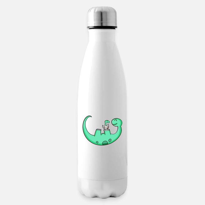 Dinosaure avec bébé dinosaure - Bouteille isotherme - blanc