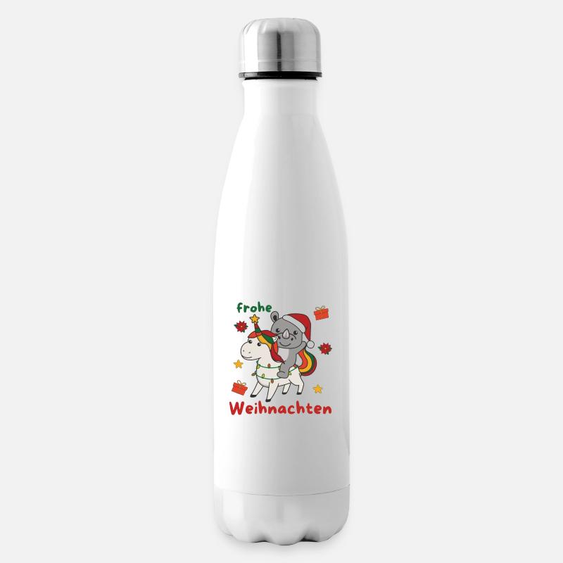 Weihnachts Nashorn frohe Weihnachten Einhorn - Isolierflasche - Weiß