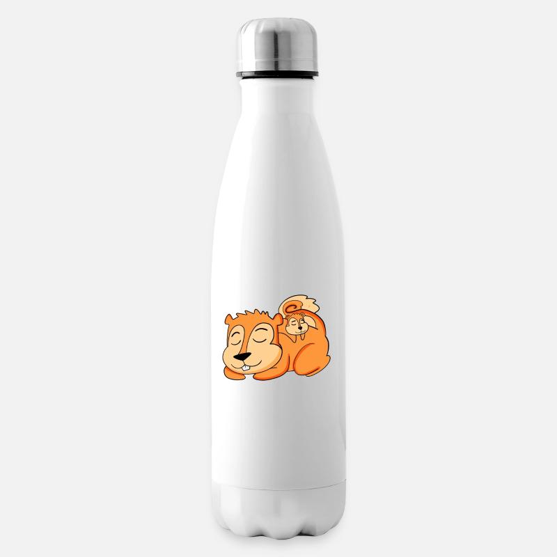 Eichhörnchen mit Baby Eichhörnchen - Familie - Isolierflasche - Weiß