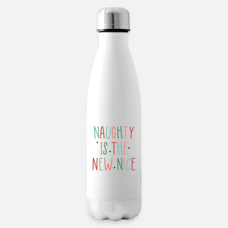 Naughty Is The New Nice - Lustiger Xmas Spruch - Isolierflasche - Weiß