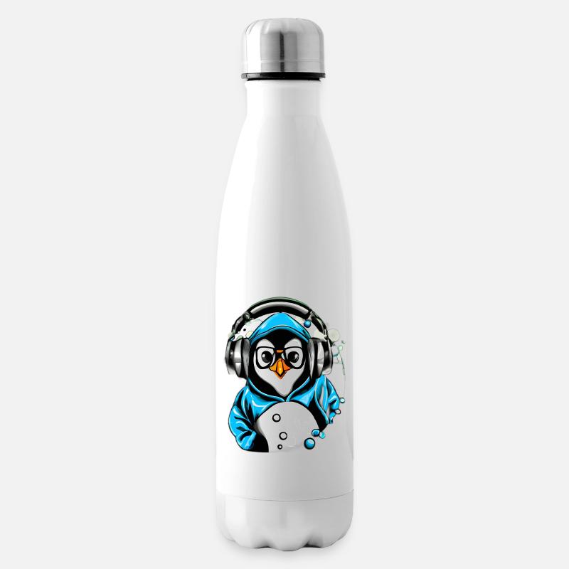 Pinguin mit blauen Pullover - Isolierflasche - Weiß